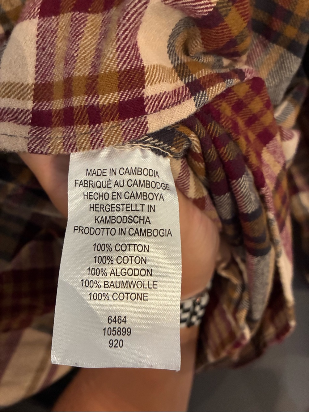 Men’s Legendary Whitetails Plaid Button-Down Flannel in Cream, Burgundy & Gray - Picture 4 of 5